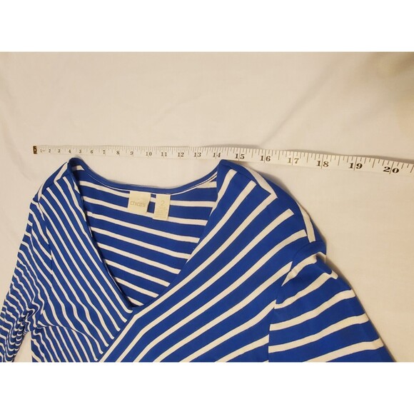 Women Chico's Size 2 Tunic Large Raw Edge Layered fabric 3/4 Sleeve - Picture 9 of 11